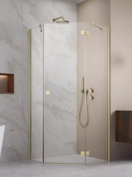 Alacsony ár Radaway Essenza Brushed Gold PTJ szögletes szálcsiszolt arany zuhanykabin
