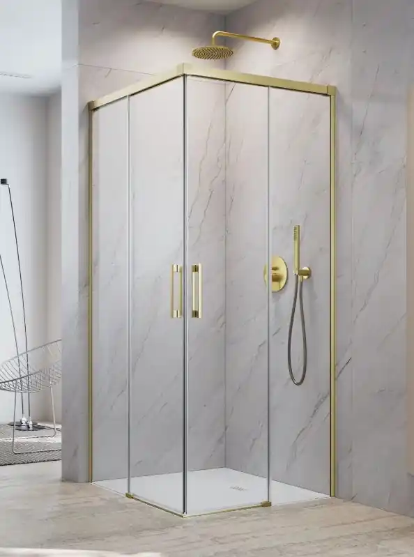 Gyors szállítás Radaway Idea 8 Brushed Gold KDD szögletes szálcsiszolt arany zuhanykabin