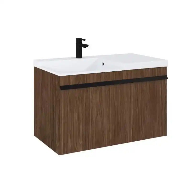 Akciós ár AREZZO design NEVADA 90 cm-es alsószekrény 1+1 fiókkal, Lincoln dió színben, szifonkivágással