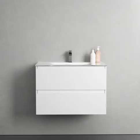 CUBE 70 függesztett bútorszett, üvegmosdóval, fehér Prémium