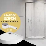 Azonnali szállítás H2O Comfort A íves, króm zuhanykabin 90x90 cm-es méretben + Nero A előlapos zuhanytálca