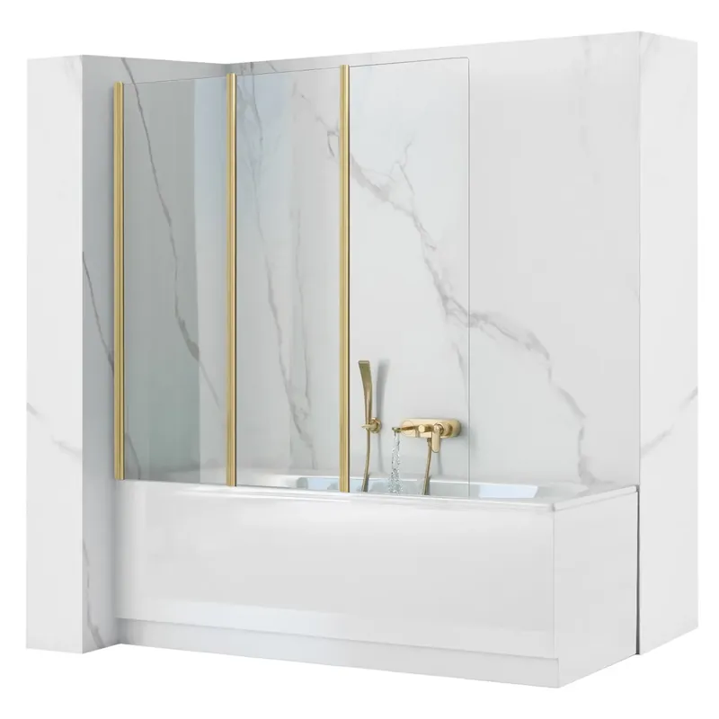 Kiárusítás Fürdőkádparaván Rea Agat-3 120 BRUSH GOLD