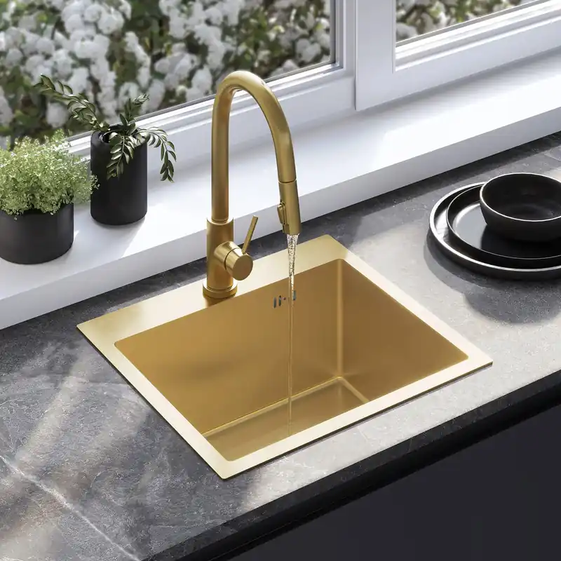 Expressz kézbesítés Acél mosogatótálca Leo 50 BRUSH GOLD