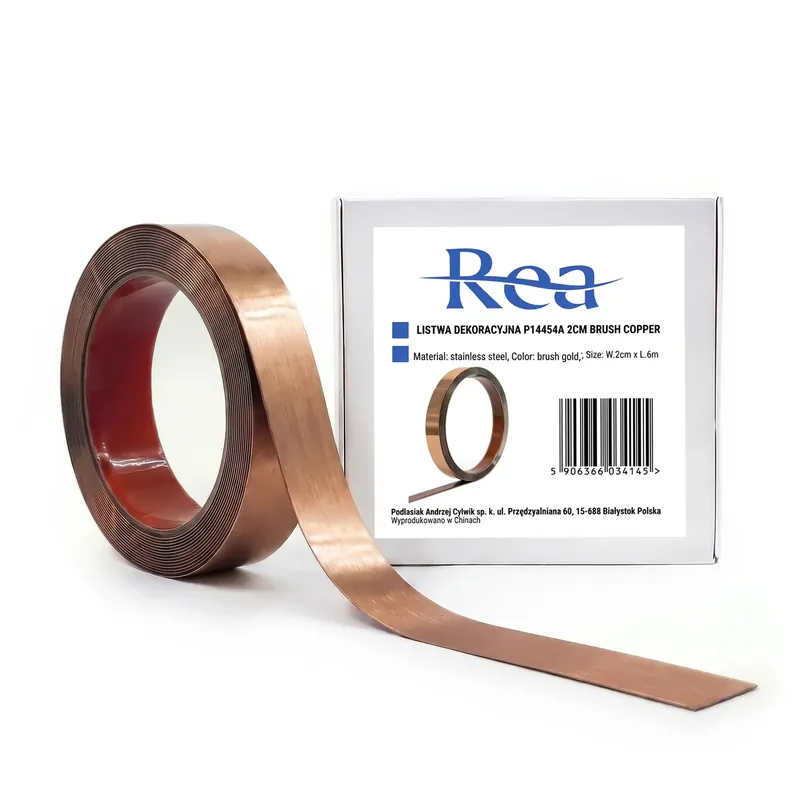 Árcsökkenés Öntapadós dekorációs szegélyléc Rea P14454A 2cm Brush Copper