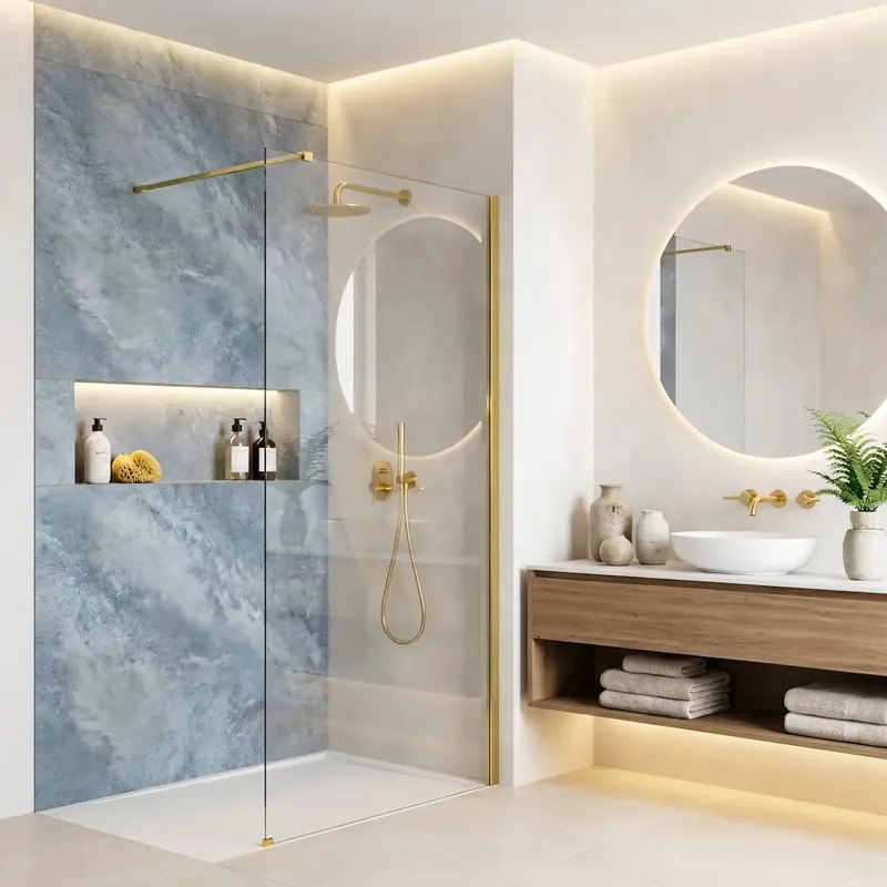 Zuhanyfal Rea Flexi Transparent / Gold 80 Biztonságos vásárlás