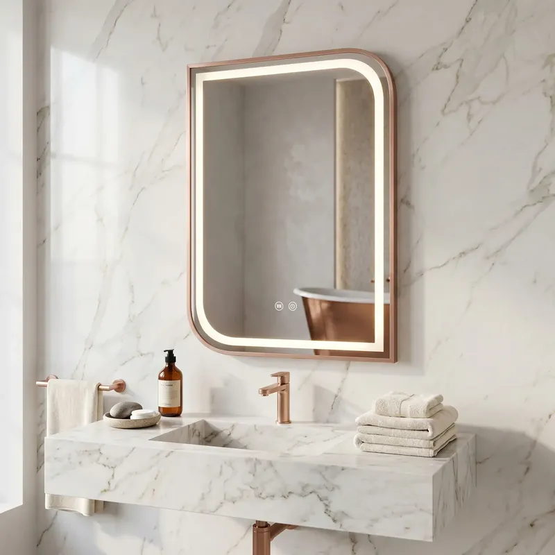 Prémium LED Tükör ZONE 80x60 BRUSH ROSE GOLD