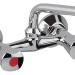 Kiárusítás Radeco Ceramik kétfogantyús fali mosogató csaptelep (160mm-es U csővel, #330-310-00)Radeco