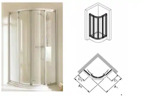 Csak ma Hüppe Express QTR 80/90 negyedköríves zuhanykabin (88-90, Anti-Plaque üveg, mattezüst, 90x90 cm, #EX3100.087.322)Hüppe