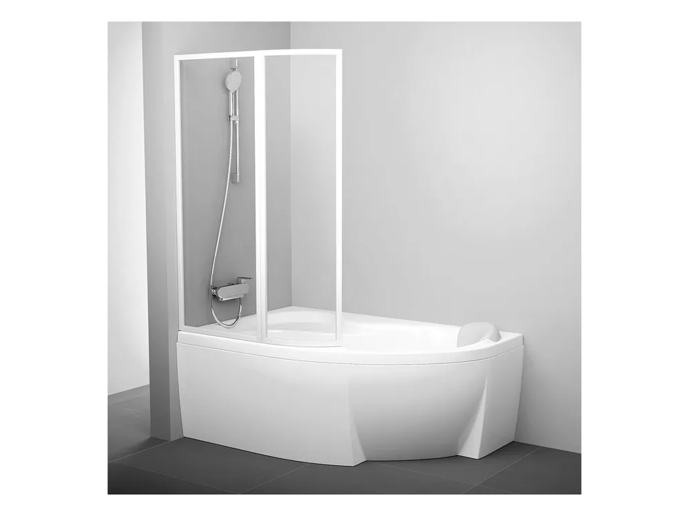 Azonnal elérhető Ravak VSK2 Rosa 170 cm balos kádparaván Transparent üveggel, fehér 76LB0100Z1Ravak