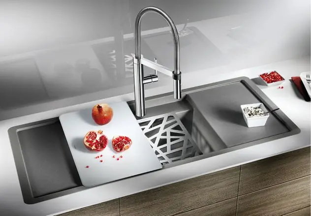 Azonnali szállítás BLANCO ALAROS 6S-F Silgranit munkalap szintbe építhető mosogató tartozékokkal (fehér / fekete üveg vágólap, #517684)Blanco