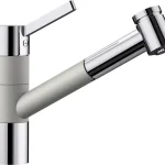 Legkelendőbb BLANCO TIVO-S Silgranit/króm kihúzható zuhanyfejes mosogató csaptelep, gyöngyszürke 520755Blanco