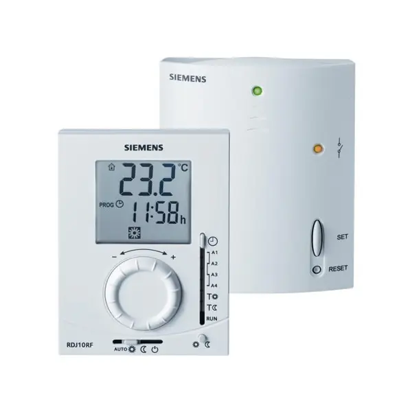 Legnépszerűbb Siemens RDJ10RF/SET rádiófrekvenciás forgatógombos szobatermosztátSiemens