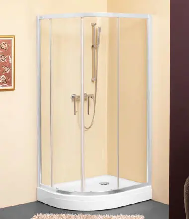 Kolpa-San Q-Line TKP 80x100 aszimmetrikus negyedköríves zuhanykabin (80x100 cm, fehér, chinchilla, #526650)Kolpa-San Azonnali szállítás
