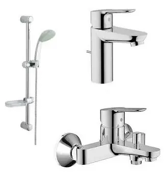 Expressz kézbesítés Grohe BauEdge 23356 000 Egykaros mosdócsaptelep + BauEdge 23334 000 Egykaros fali kádcsaptelep + Tempesta 28593 003 Zuhanygarnitúra*Grohe