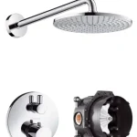 Olcsóbb Hansgrohe Raindance S 240 Air 1 jet fejzuhany 390 mm-es zuhanykarral, Ecostat S termosztát elzáró- és váltószeleppel; iBox universal alaptesttel 27122 000 (27122000)Hansgrohe
