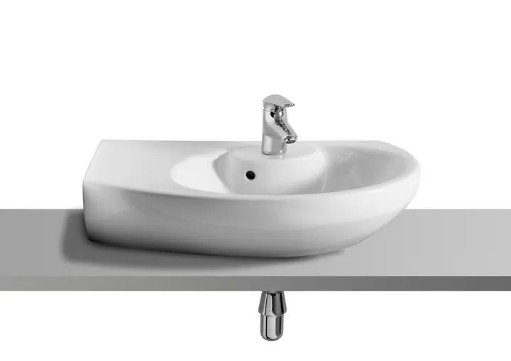 Olcsóbb Roca Dama Senso Compacto 68x42,5 cm-es aszimmetrikus balos mosdó 7327518000Roca
