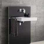 Geberit Monolith 131.043.SJ.1 fekete üveg szerelőmodul mosdóhoz, fali csaptelephez jobb oldali kezelővel, tároló nélkülGeberit Népszerű