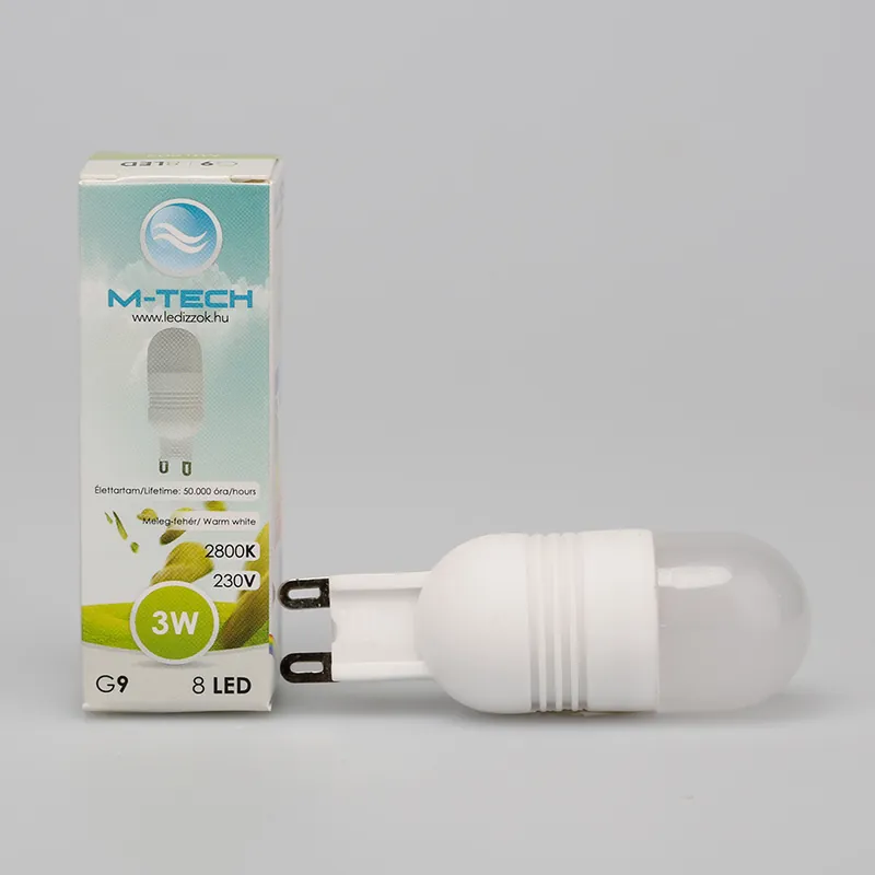 M-Tech G9 Spot 8 LED SMD, 230V, 3W, 210Lm Meleg Fehér 2800K, MTL802 led izzóM-tech Szuper ajánlat