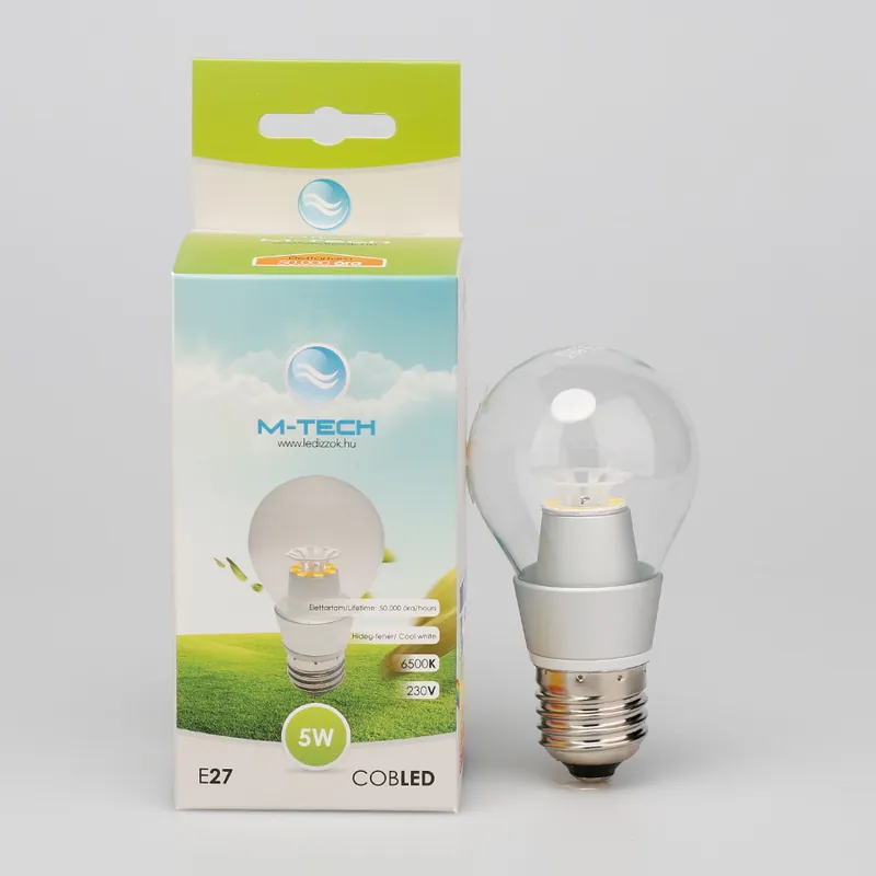 M-Tech E27 Global 1 COB LED 230V, 5W, 400Lm hideg Fehér 6500K, aluminium, MTL907 led izzóM-tech Olcsóbb