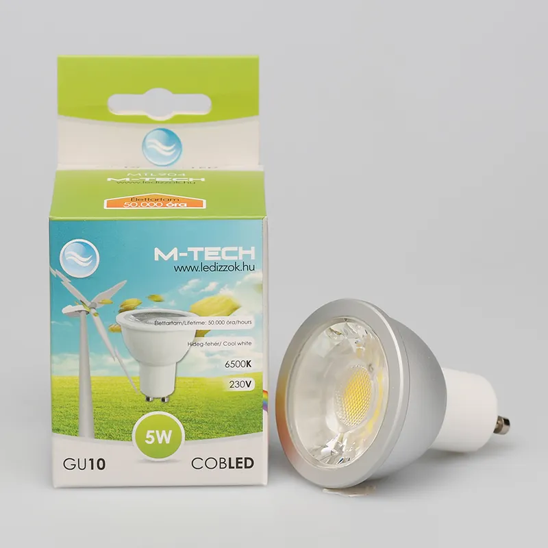 Szuper ajánlat M-Tech GU10 Spot 1 COB LED 230V, 5W, 420Lm Hideg Fehér 6500K, MTL904 led izzóM-tech