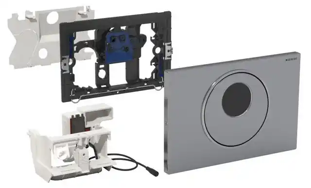 Újdonság Geberit automata WC-öblítő vezérlés, hálózati, Sigma10 design szálcsiszolt / fényes króm / szálcsiszolt rozsdamentes acél 115.890.SN.5Geberit