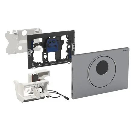 Biztonságos fizetés Geberit automata WC-öblítő vezérlés, hálózati, Sigma10 design szálcsiszolt / fényes króm / szálcsiszolt rozsdamentes acél 115.855.SN.5Geberit