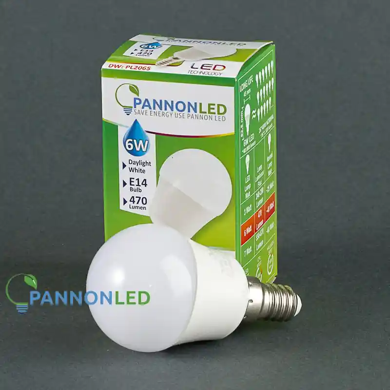 Vásárlói kedvenc Pannonled LED lámpa E14 Gömb 6Watt SMD 230° DW Napfény fehér, 2065Pannonled
