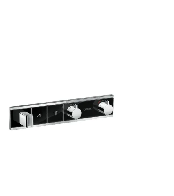 Akció Hansgrohe RainSelect zuhanycsaptelep színkészlet 2 fogyasztóhoz, falsík alatti szereléshez, fekete/króm 15355600Hansgrohe