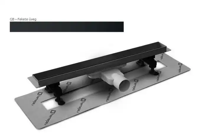 Radaway SLIM 85 cm-es rozsdamentes zuhanyfolyóka Fekete üveg ráccsal 5L085S + 5R085SGBRadaway Újdonság