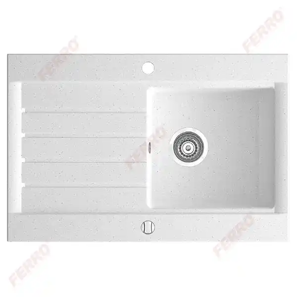 Ferro OZZY gránit mosogató 78x52x20 cm, fehér DRG52/78WFerro Azonnali szállítás