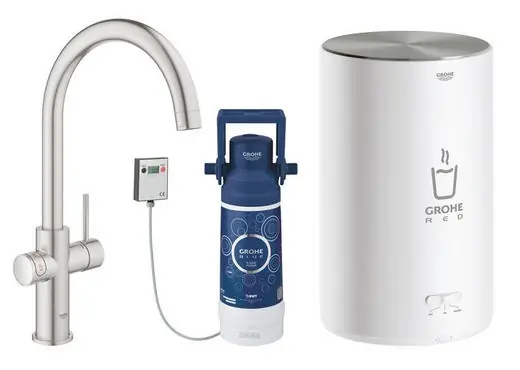 Rendeld meg most Grohe Red Duo csaptelep és kombi bojler M méret (4 liter), supersteel 30083DC1Grohe