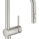 Grohe Minta egykaros mosogató csaptelep kihúzható zuhanyfejjel, supersteel 32322DC2Grohe Gyors szállítás