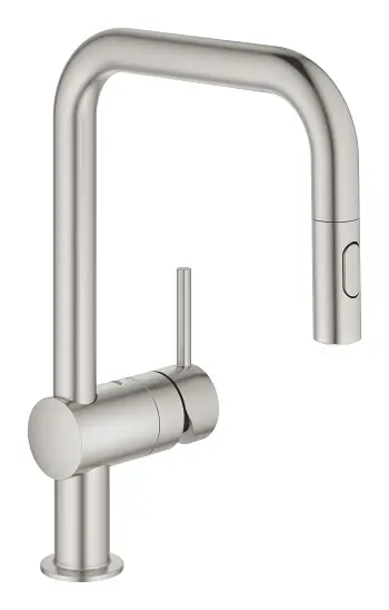 Grohe Minta egykaros mosogató csaptelep kihúzható zuhanyfejjel, supersteel 32322DC2Grohe Gyors szállítás