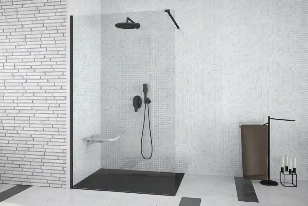 Besco Aveo Black 140 walk in zuhanyfal, 140 cmBesco Akció