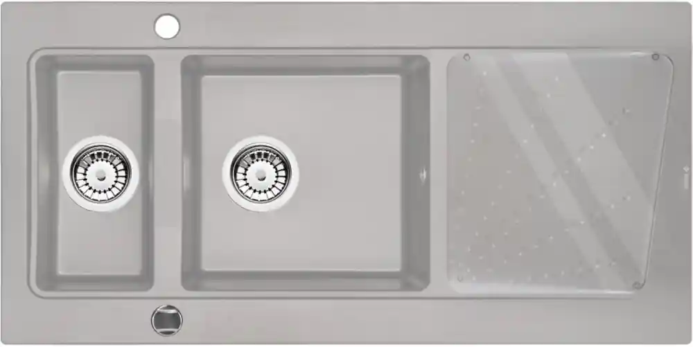 Outlet Deante Modern gránit mosogató üveg vágólappal, szürke metál ZQM S513Deante