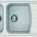 Elleci Living 500 két medence csepegtetővel gránit mosogató, G68 Bianco LGL50068Elleci Prémium