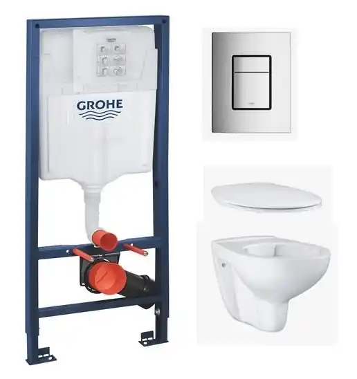 Ajánlat Grohe 38528001 szerelő elem kompletten nyomólappal, perem nélküli wc-vel, ülőkével SSB4NGrohe