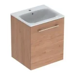 Szuper akció Geberit Selnova Square mosdószekrény, keskeny peremű mosdóval, egy ajtós, Feketedió hickory világos/Melaminos faszerkezet 501.251.00.1Geberit