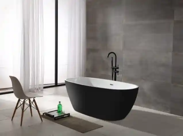 Olcsó Sanotechnik MANHATTAN 170x80 cm szabadon álló fürdőkád, fekete/fehér G9030Sanotechnik