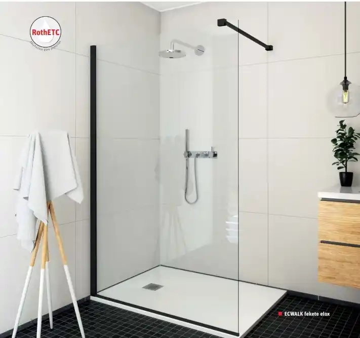 Roltechnik Ecwalk/1400 keret nélküli zuhanyfal (black elox, transparent, 585-1400000-05-02)Roltechnik Legjobb ár
