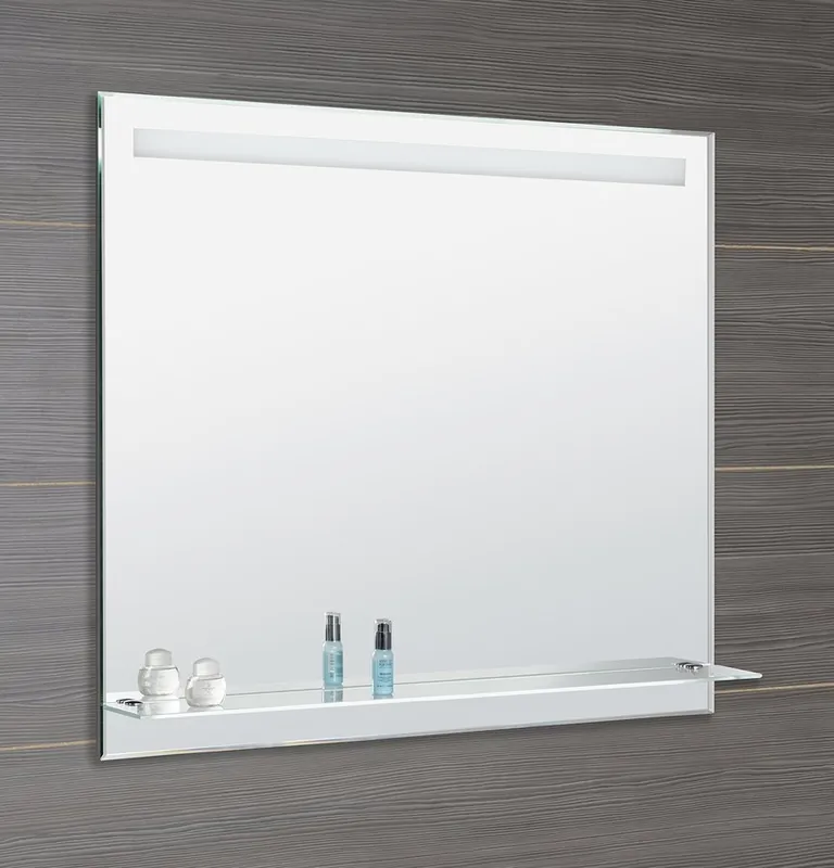 Vásárlói kedvenc AQUALINE LED tükör világítással, üveg polc, billenő kapcsoló, 100x80cm ATH55Aqualine