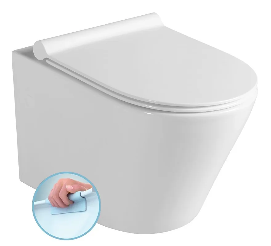 Végkiárusítás Sapho PACO RIMLESS fali WC, Soft-Close Slim wc ülőke, 36x52,5cm PZ1012RSapho