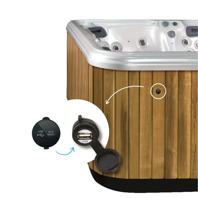 Vitalspa cseppálló USB, vagy 3,5mm JACK bemeneti csatlakozó az oldalburkolatonVitalspa Csak ma