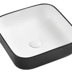 Biztonságos vásárlás Wellis Azalea B&W Matt 39x39 cm pultra építhető mosdó fekete/matt fehér WF00088Wellis