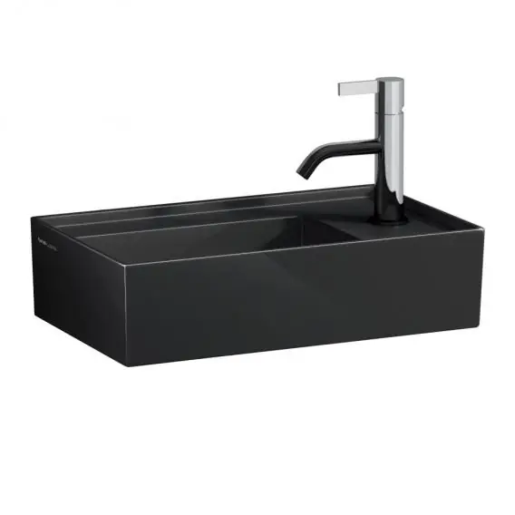 Végkiárusítás Laufen KARTELL BY LAUFEN 46x28 cm kézmosó, fényes fekete H8153340201111Laufen