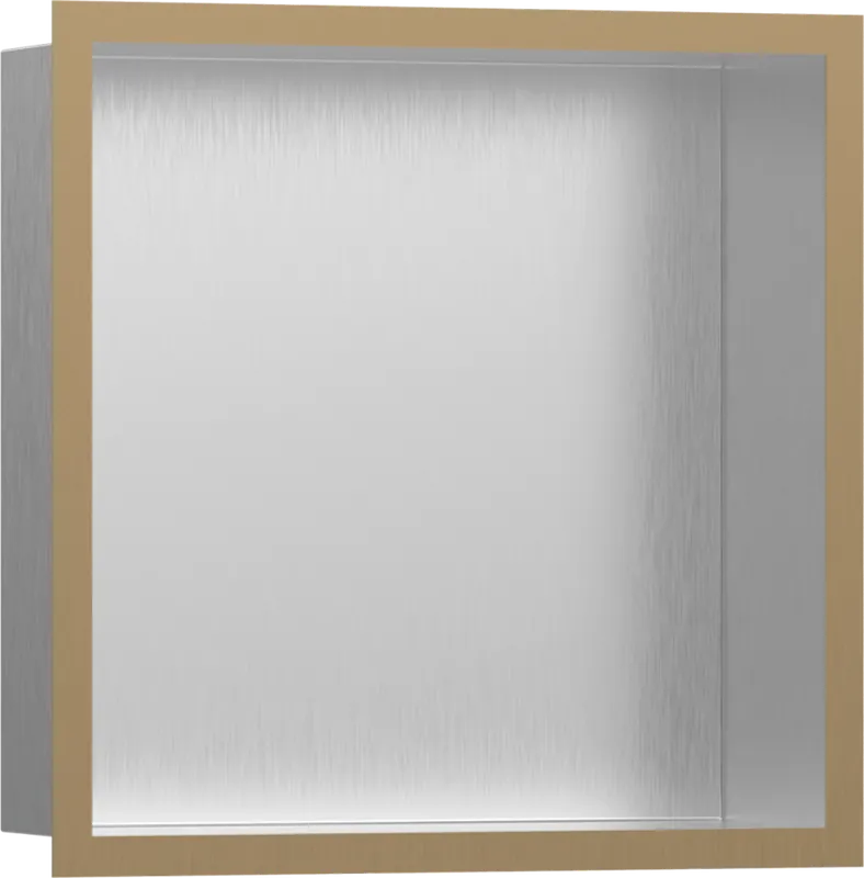 Hansgrohe XtraStoris Individual Falfülke szálcsiszolt rozsdamentes acél felülettel, design kerettel 300/300/100, szálcsiszolt bronz 56097140Hansgrohe Outlet