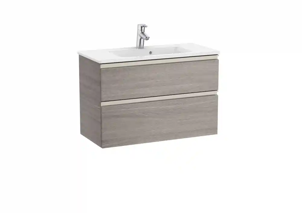 Végkiárusítás Roca The Gap Compact 80 cm fürdőszoba bútor mosdóval, texturált tölgy A851497402Roca