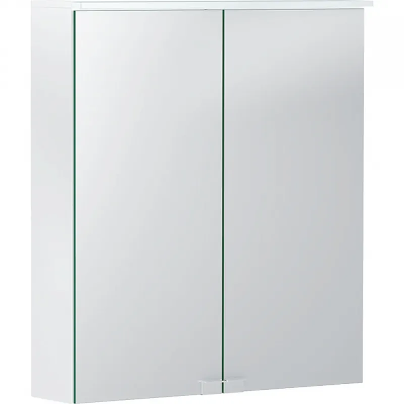 Outlet Geberit Option Basic tükrös szekrény világítással, két ajtóval, 60x67.5x14cm, matt lakkozott fehér/ajtók, kívül-belül tükör, világítás, 1430 lumen 500.273.00.1Geberit
