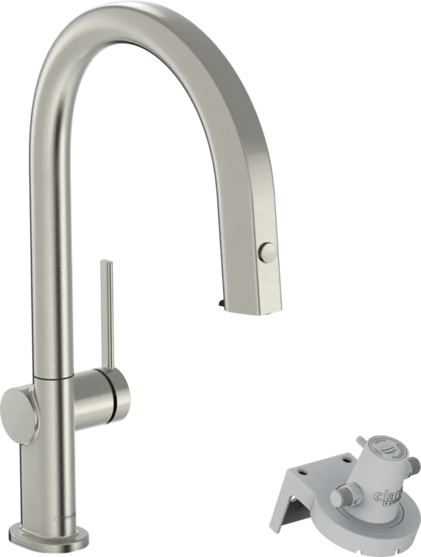Hansgrohe Aqittura M91 Vízszűrős konyhai csaptelep 210, kihúzható zuhanyfejjel, 1jet, sBox szereléssel, rozsdamentes acél hatású 76826800Hansgrohe Újdonság
