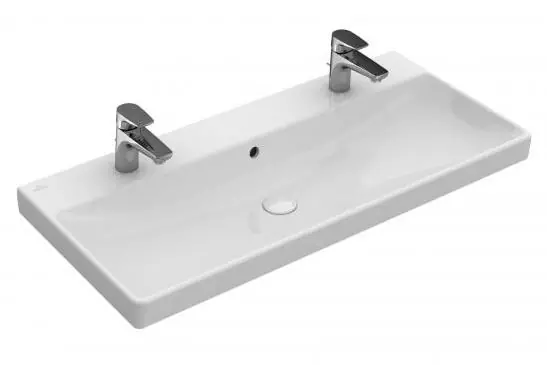 Árcsökkenés Villeroy & Boch Avento 100x47 cm mosdó 2 csaplyukkal CeramicPlus felülettel Stone White 4156A4RWVilleroy & Boch
